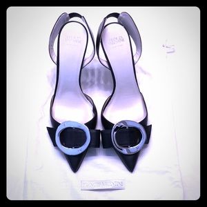 Frances Valentine shoes black sling back heel 6.5